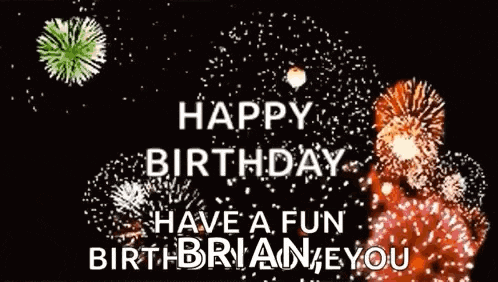 a happy birthday greeting with fireworks in the background .