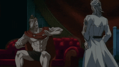 a cartoon of a man sitting on a couch and a man in a white coat standing next to him