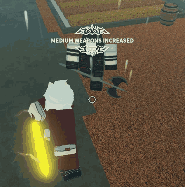 a person holding a sword in front of a cart