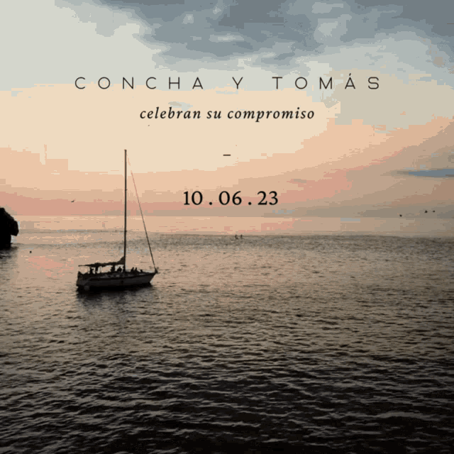 concha y tomas celebran su compromiso with a sailboat in the middle of the ocean