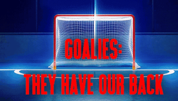 a hockey goal with the words they have our back on it