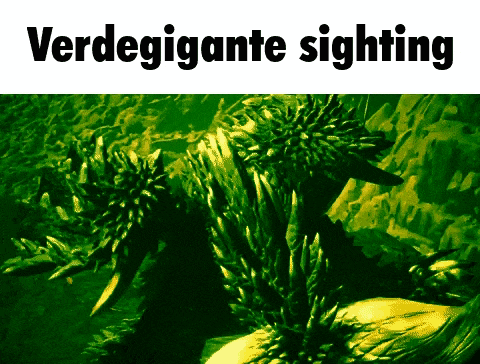 a green background with the words verdegigante sighting on the bottom