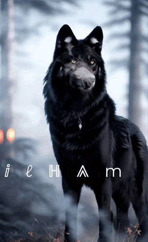 a picture of a black wolf with the name ibrahim below it