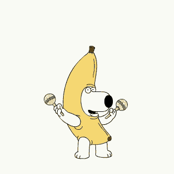 a cartoon character dressed as a banana holding maracas .