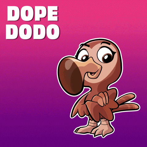 a cartoon of a bird with the words dope dodo behind it