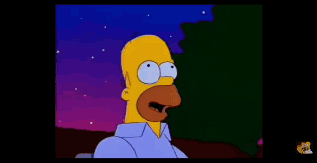 a cartoon of the simpsons sitting in chairs with homer simpson standing in the background .