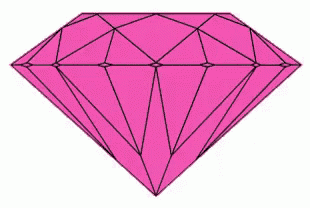 a pink diamond with black lines around it