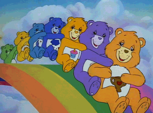 Calinours GIF - Care Bears Train Rainbow GIFs