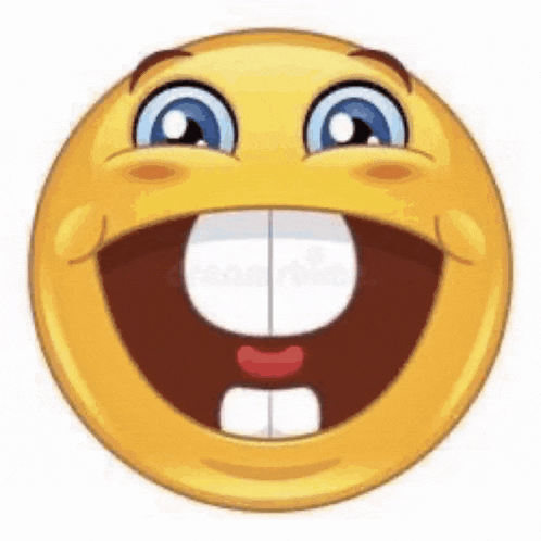 a cartoon smiley face with big teeth and a big smile on it .