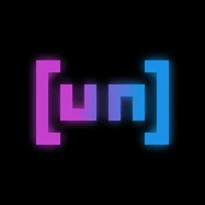 a glowing green and blue block with the letter u on a black background