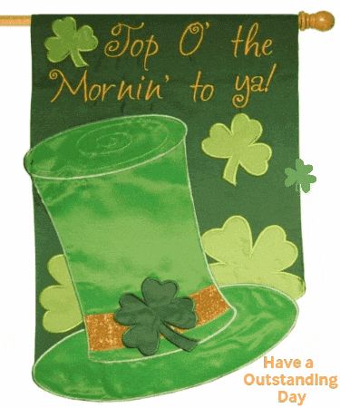 a green banner that says top o the mornin ' to ya