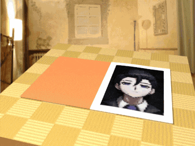 a picture of a man in a suit sits on a checkered table cloth