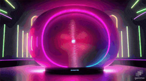a purple and pink circle with the word genmo on the bottom