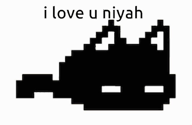 it looks like a pixel art of a cat with the words `` i love u niyah '' .