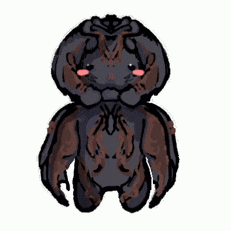 a drawing of a creature with wings and a flower on its head .