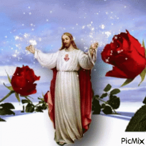 Jesus Christ God Bless You GIF - Jesus Christ God Bless You Red Roses GIFs