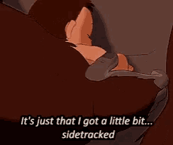 a cartoon of a baby sleeping with the words " it 's just that i got a little bit sidetracked " below it