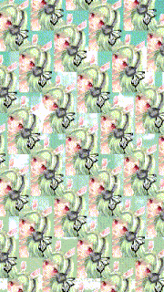 a seamless pattern of a girl with green hair and butterflies on a blue background