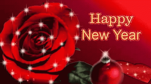 Happy New Year Red Rose GIF - Happy New Year Red Rose Sparkle GIFs