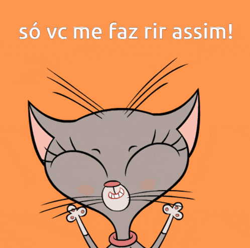 a cartoon cat with its mouth wide open and the words so vc me faz rir assim