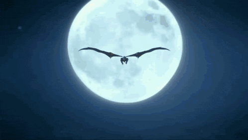 a dragon is flying in front of a full moon .
