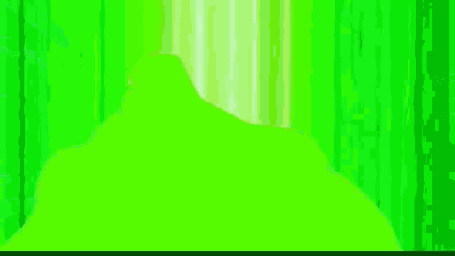a cartoon character is standing next to another cartoon character on a green screen .