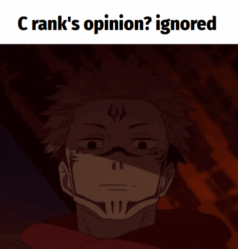 a drawing of a man with the words c rank 's opinion ignored