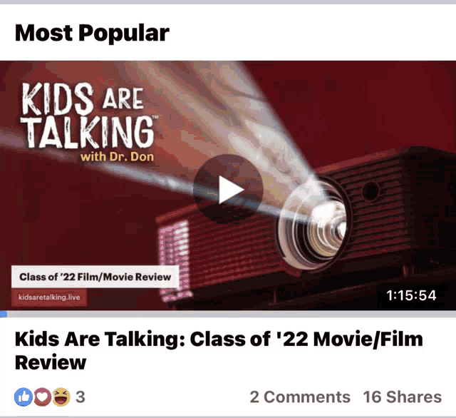 a screen shot of kids are talking with dr. don showing a projector