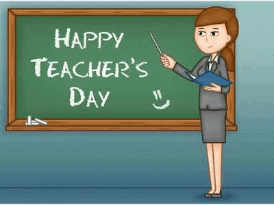 a teacher is standing in front of a blackboard holding a pointer .