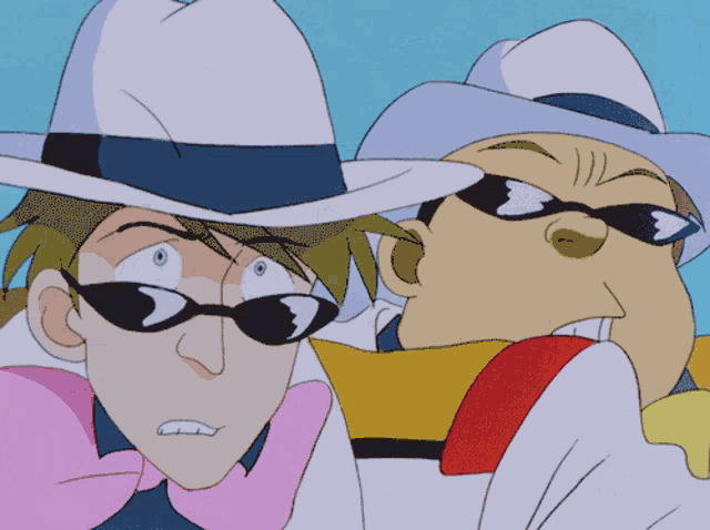 a cartoon character with a white hat and a bow tie