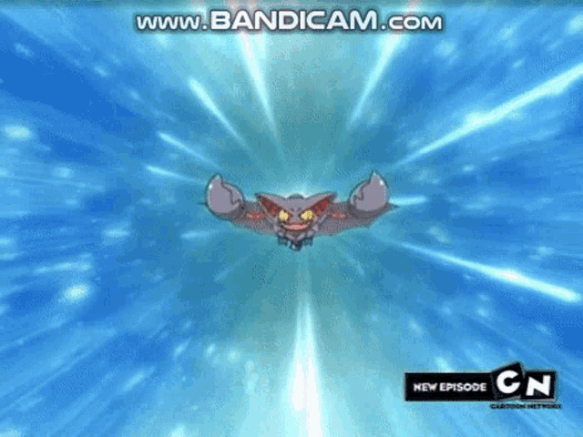 a cartoon character is flying through the air with a cn logo on the bottom