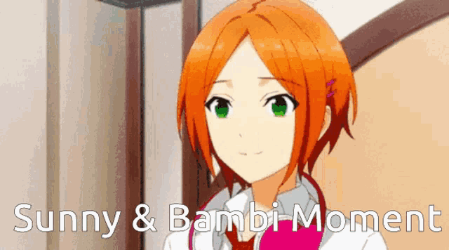 a picture of a girl with the words sunny & bambi moment behind her