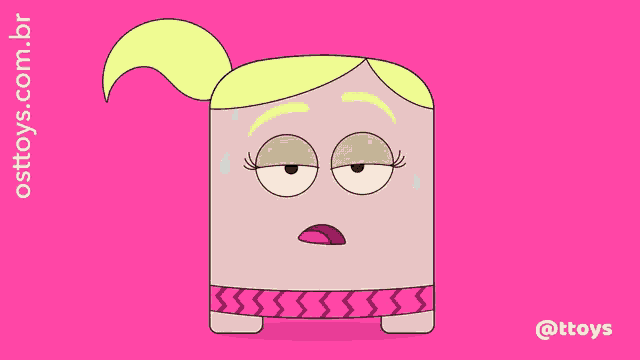 a cartoon drawing of a girl with the website osttoys.com.br