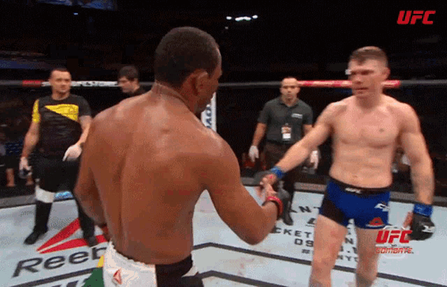 two men in a boxing ring with the word ufc above them