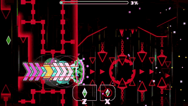 a screenshot of a video game shows a score of 3 %
