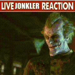 a picture of the joker with the words live jonkler reaction on the bottom