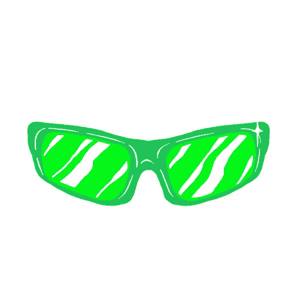 a pair of green sunglasses on a white background