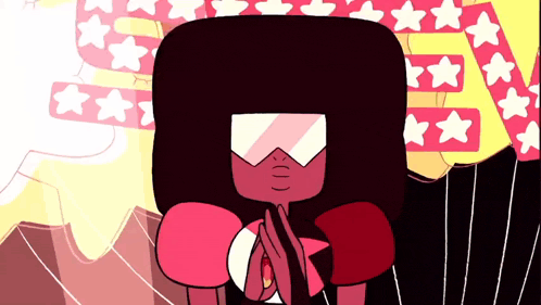garnet is a cartoon character with a red hair and a pink glove