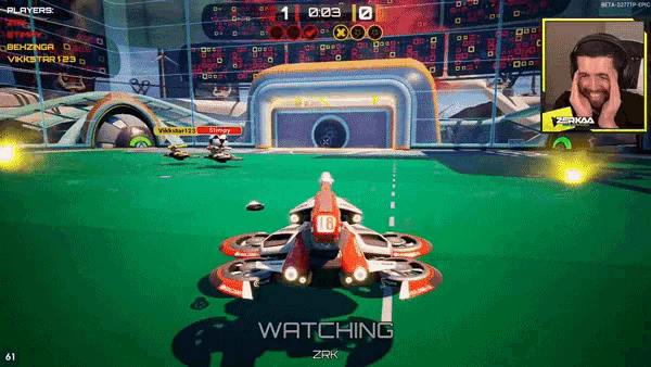 a man is playing a video game with the word watching at the top