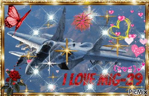 a picture of a fighter jet with the words i love mc-29 on it