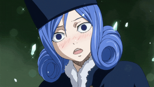 a girl with blue hair is wearing a hat