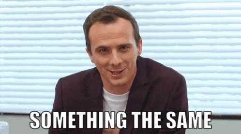 a man in a suit says something the same while looking at the camera