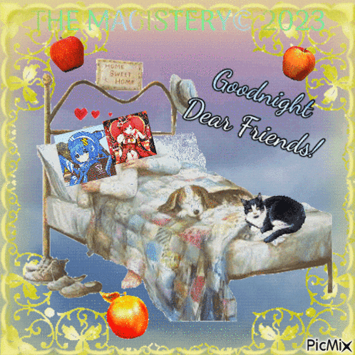 a greeting card that says goodnight dear friends on it
