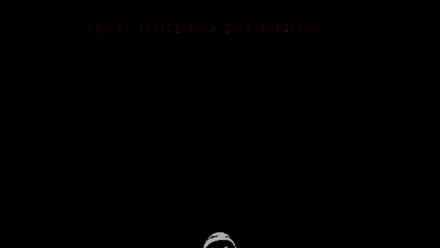 a cartoon of a skeleton surrounded by hearts and the words " you 're filled with determination " on the bottom