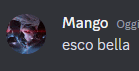 a dark background with the words mango oggi esco bella in white letters