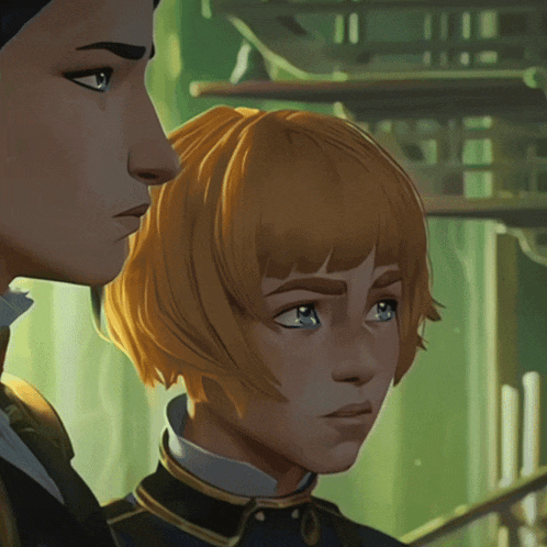 a man and a woman are standing next to each other and looking at each other