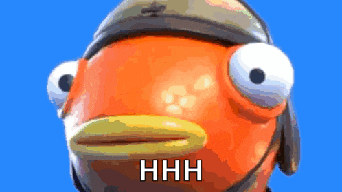 a cartoon fish with a helmet on has the word hhh on it