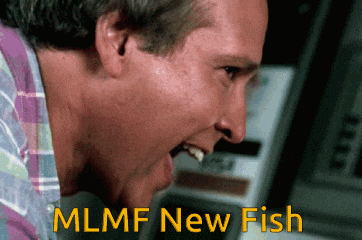 a close up of a man screaming with the words mlnf new fish written below him
