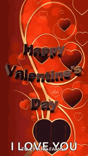 a red background with hearts and the words `` happy valentine 's day ''