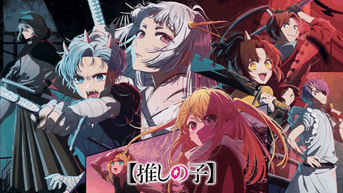 a group of anime characters with the letters j on the bottom right